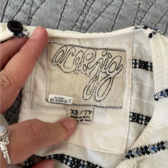 Ace & Jig Off White Navy Blue Flowers Short Sleeve Dress Size XS - Picture 7 of 8